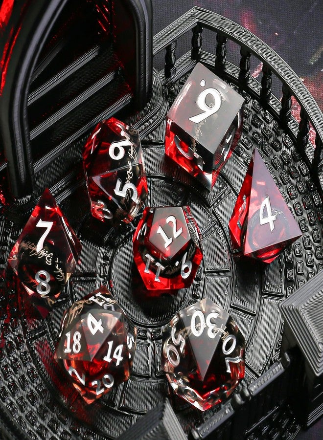 Maywin DND Dice Set Sharp Edge Resin Dice with Box, Black Ring Inclusion D&D Polyhedral Resin Dice Set for Role Playing Games - Image 3